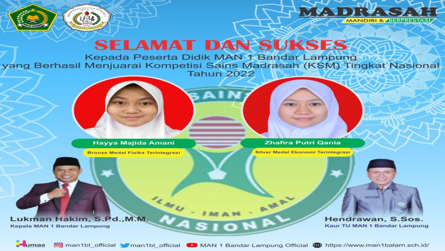 MAN 1 Bandar Lampung Raih Dua Medali di Ajang KSM Nasional