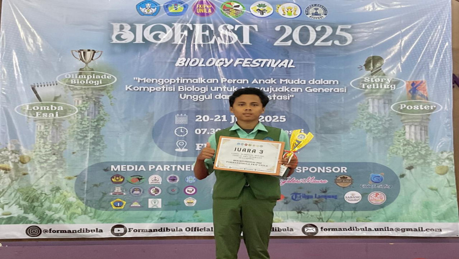 MAN 1 Bandar Lampung Sabet Juara 3 Olimpiade Biologi  BIOFEST 2025
