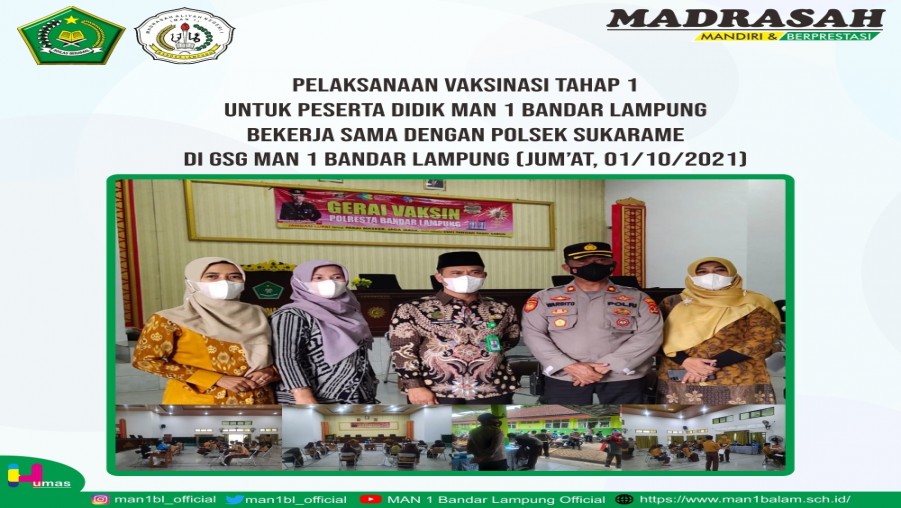 Peserta Didik MAN 1 Bandar Lampung Ikuti Vaksinasi Covid -19