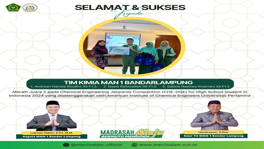 Tim LCT Kimia MAN 1 Bandar Lampung Juara 2 di Universitas Pertamina