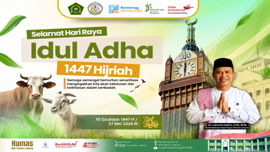 Pelaksanaan Salat Idul Adha 1447 H di Masjid Muhsinin Al Jami’ MAN 1 Bandar Lampung
