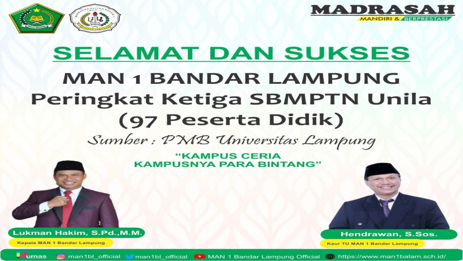 MAN 1 Bandar Lampung Peringkat Ketiga SBMPTN Unila